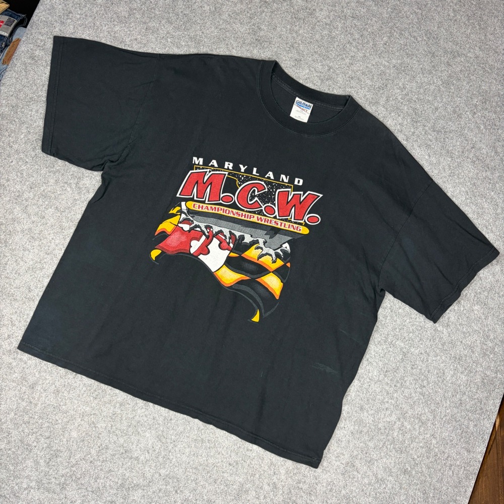 Maryland Championship Wrestling MCW Graphic T-Shirt Mens XXL Black Gildan Cotton